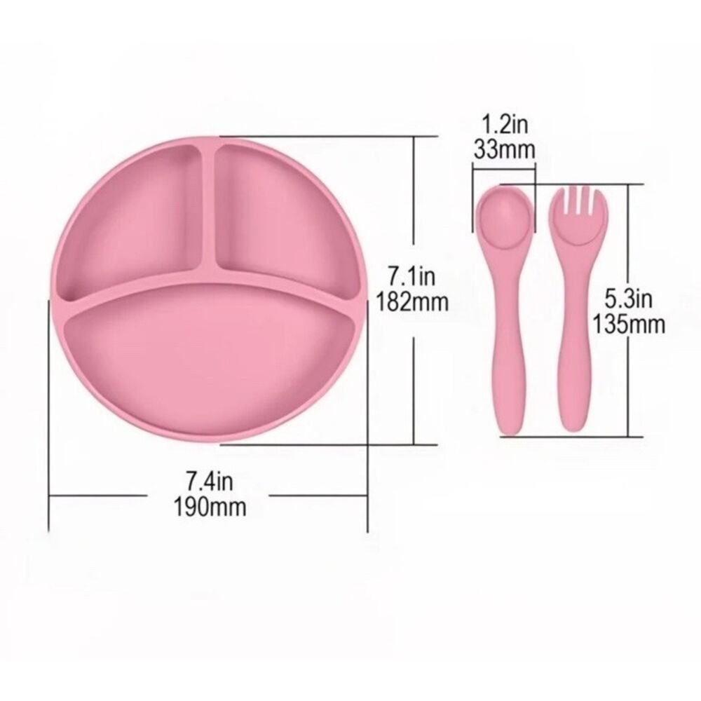 Baby Feeding Set, 5 Pack Silicone Divided Suction Plates for Baby - Picture 4 of 4